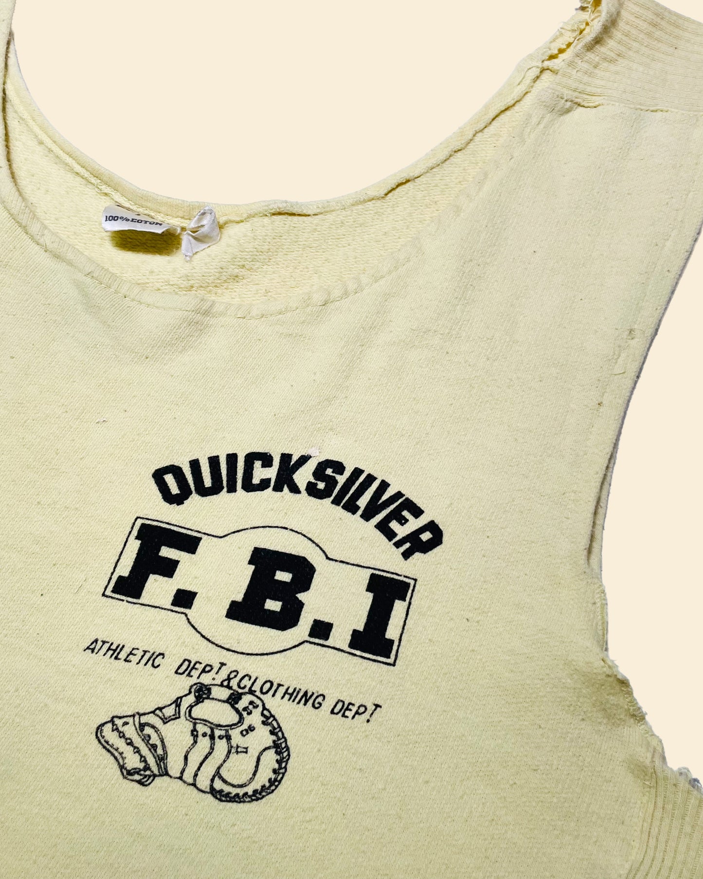 Vintage 70’s ‘Quicksilver F.B.I. Athletic Dept’ True Vintage Tank - Yellow
